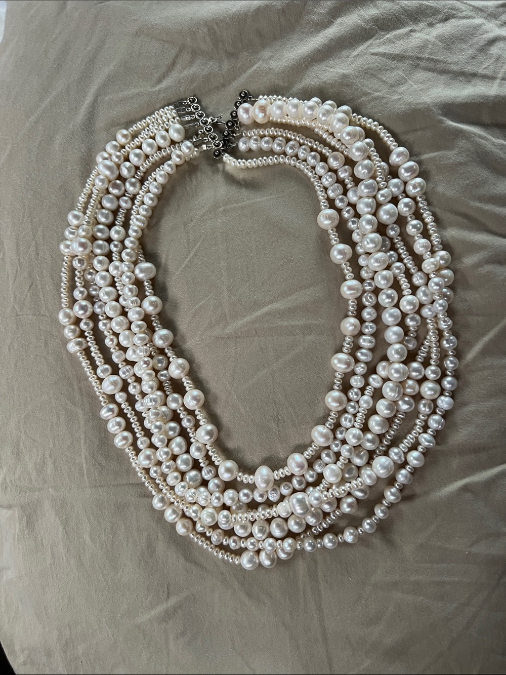 Vintage 7 Multi-Strand White Pearl Necklace